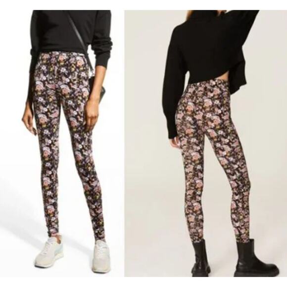 Rag & Bone Sabeen Printed Floral Boho High Rise Lightweight Leggings, Black, XS - Picture 2 of 8